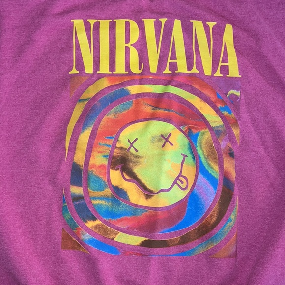 Urban Outfitters | Tops | Urban Outfitters Nirvana Pink Graphic Crew Neck Sweatshirt | Poshmark
